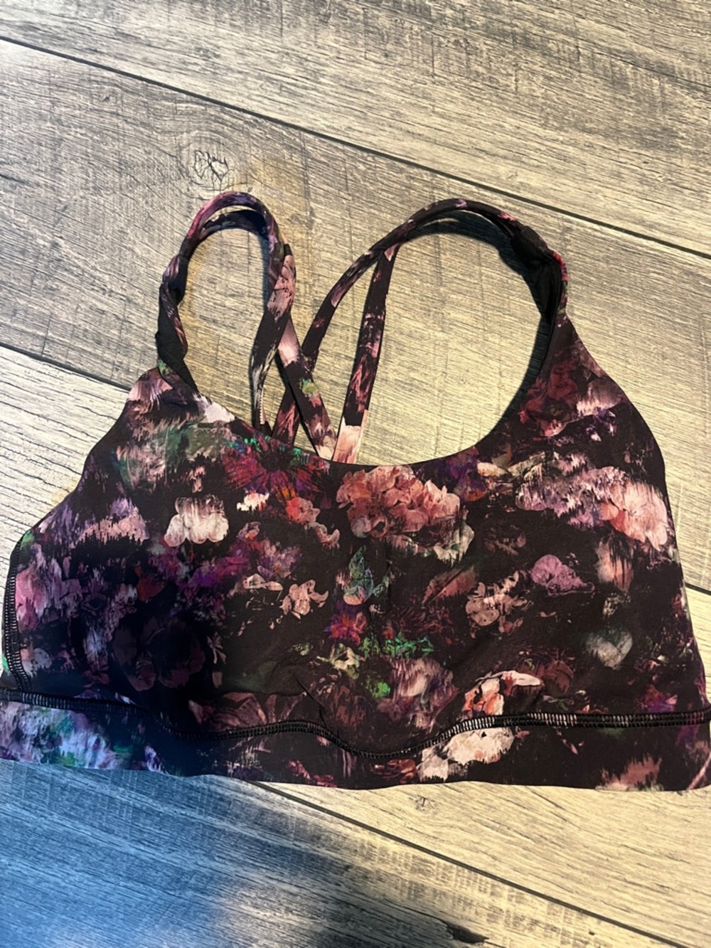 Lululemon Floral Print Racerback Sports Bra - Black & Pink
